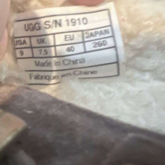 UGG 1910 Lili Brown Shearling Buckle Slip On Clogs Mules Comfort Shoe Size 9 - Picture 9 of 11